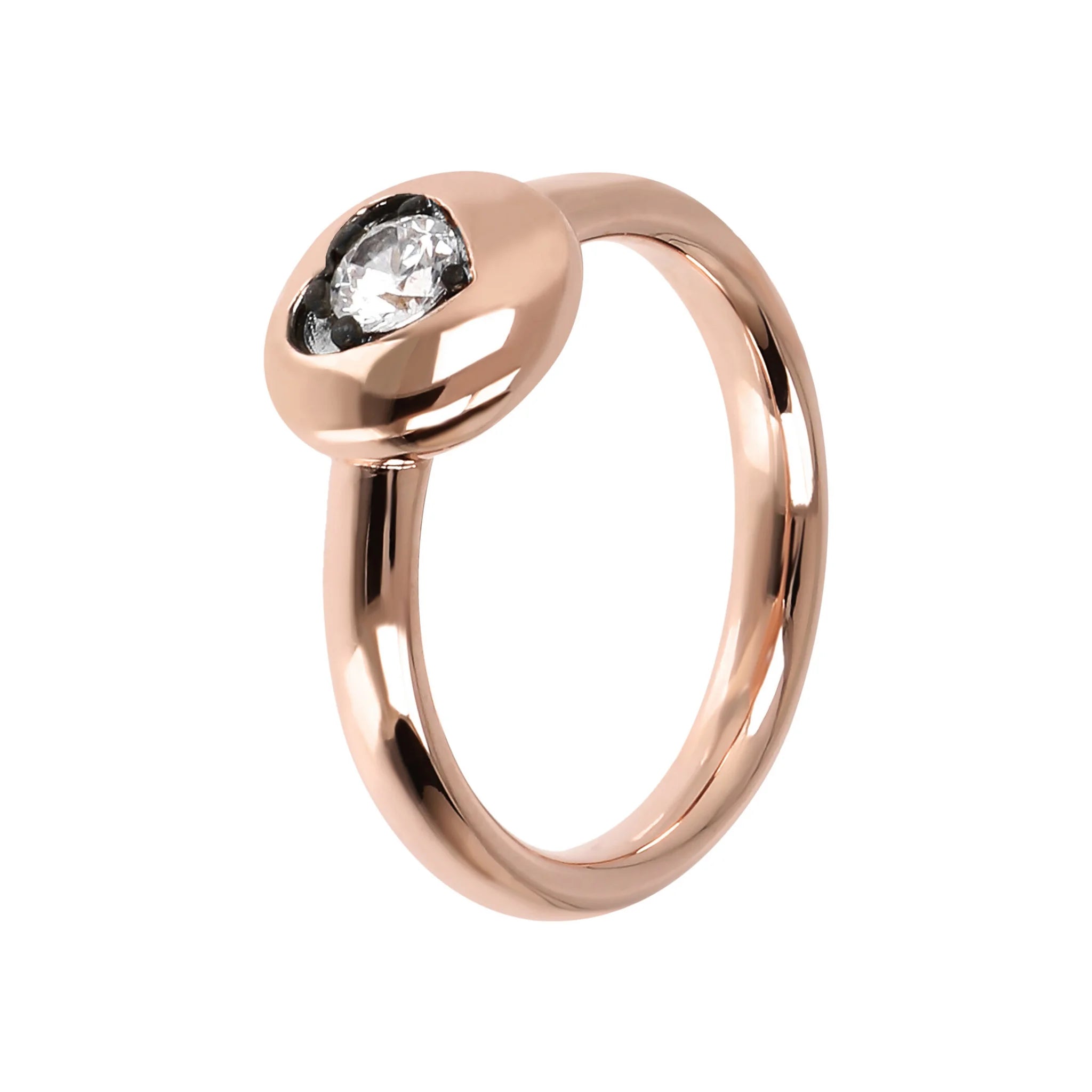 Anello Fedina con Cuore e Punto Luce in Cubic Zirconia