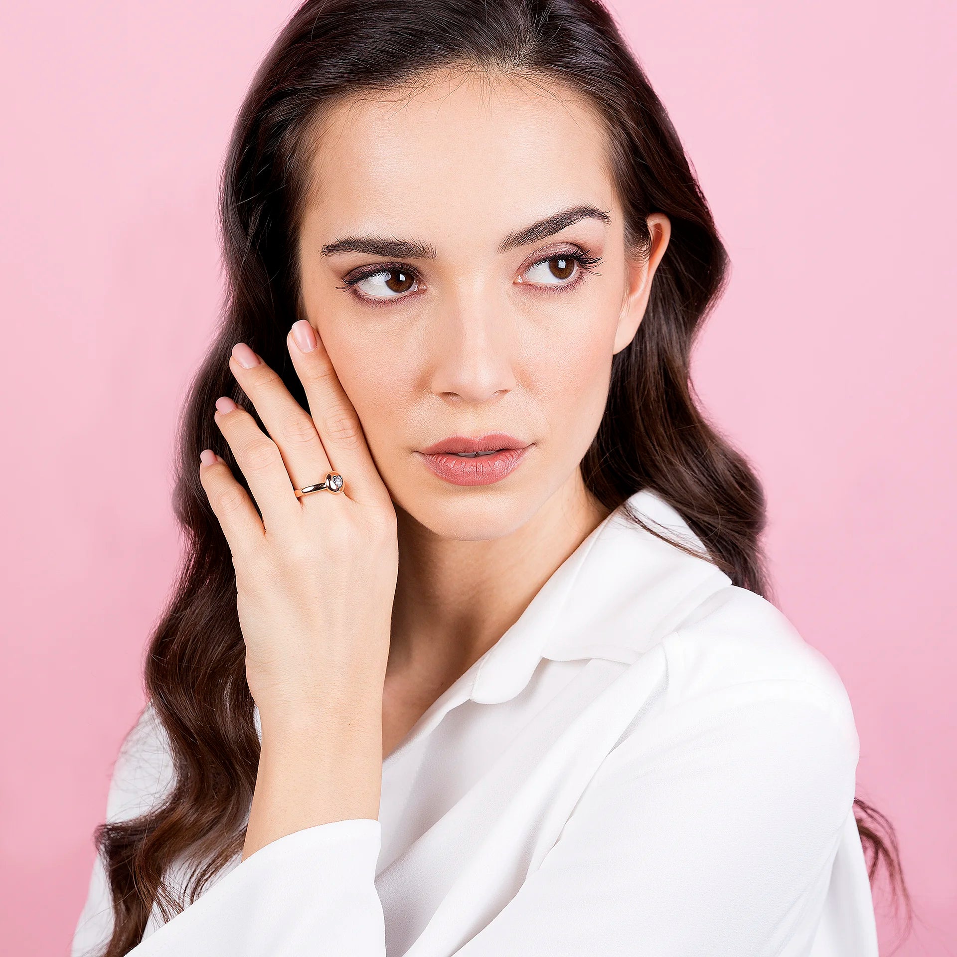 Anello Fedina con Cuore e Punto Luce in Cubic Zirconia