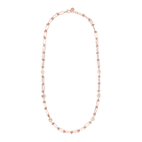Long Necklace with Oval and Round Chain and Freshwater Cultured Pearls Ø 10/12 mm