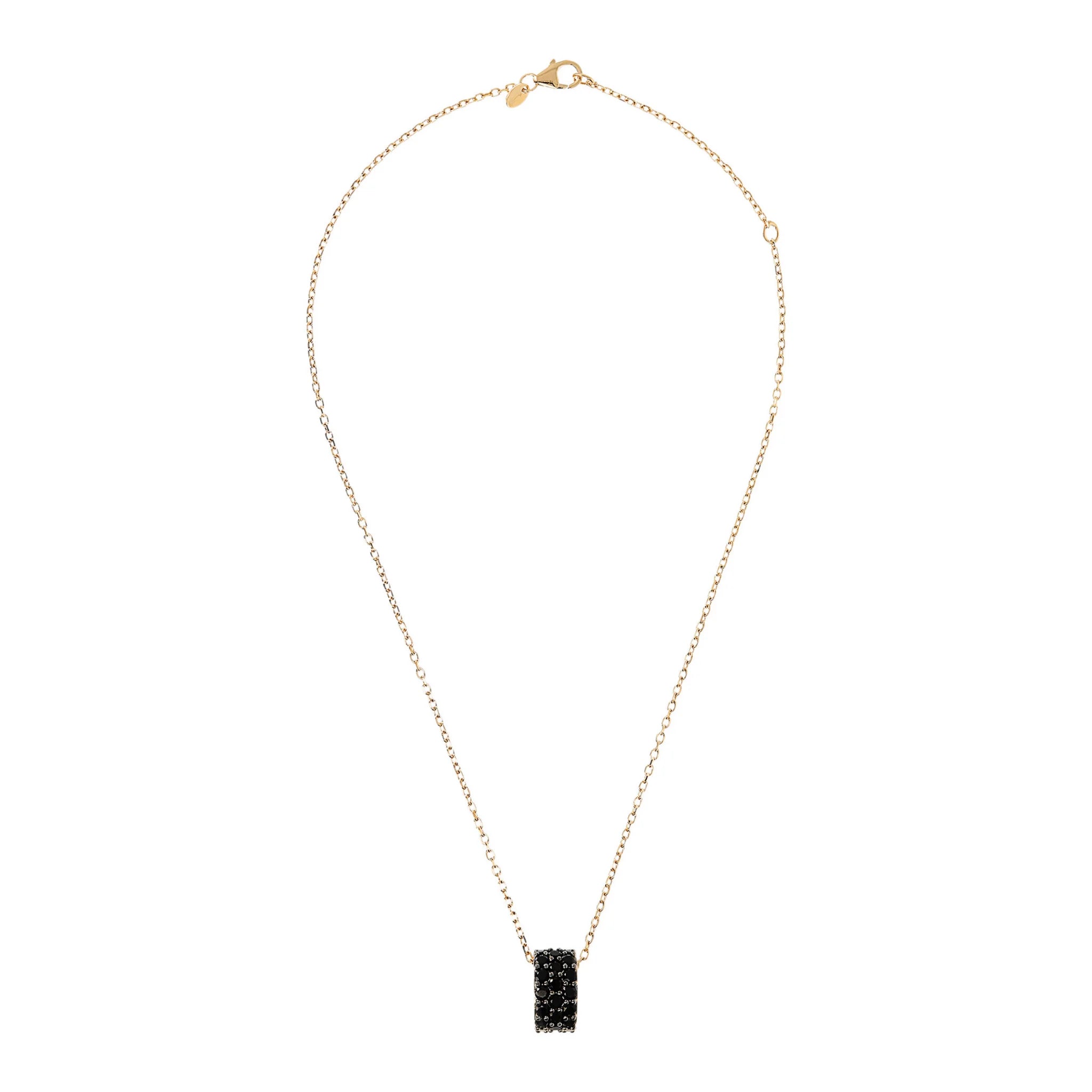 Collana Golden Catena Forzatina con Pendente Pavé in Spinello Nero o Cubic Zirconia