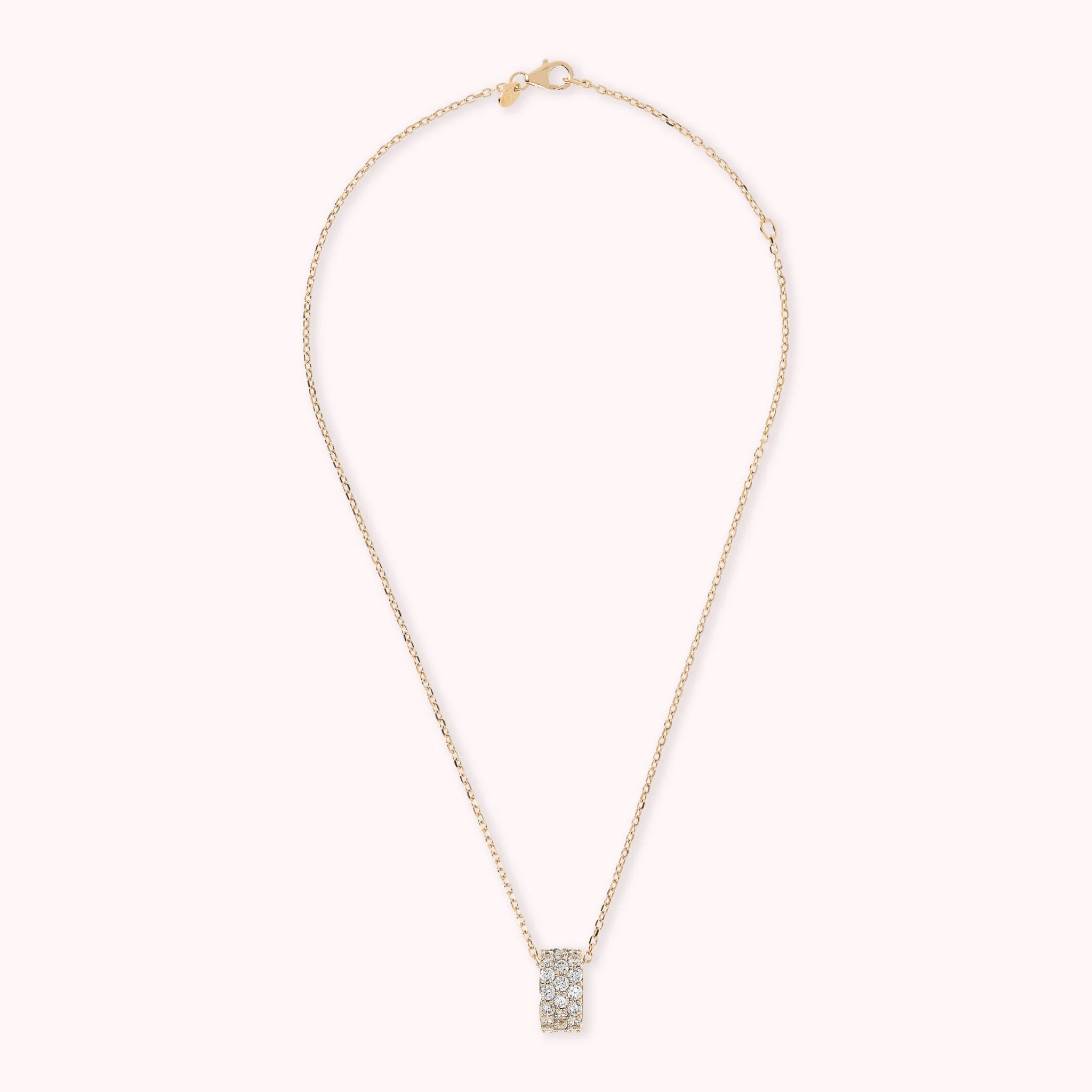 Collana Golden Catena Forzatina con Pendente Pavé in Spinello Nero o Cubic Zirconia
