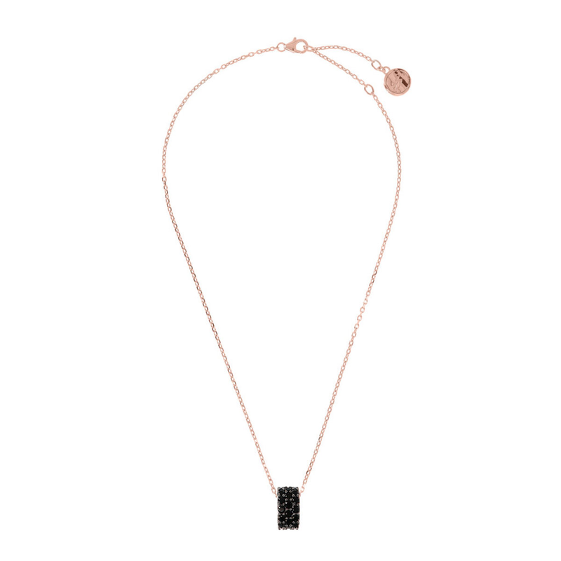 Forzatina Chain Necklace with Pavé Pendant in Black Spinel or Cubic Zirconia