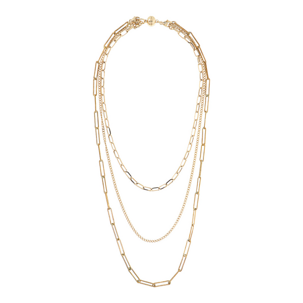 Multistrand Golden Necklace with Forzatina Chain and Grumetta