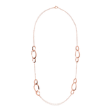 Long Necklace with Golden Rosé Oval Elements Station