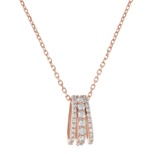 Forzatina Chain Necklace with Triple Strand Pavé Pendant in Cubic Zirconia