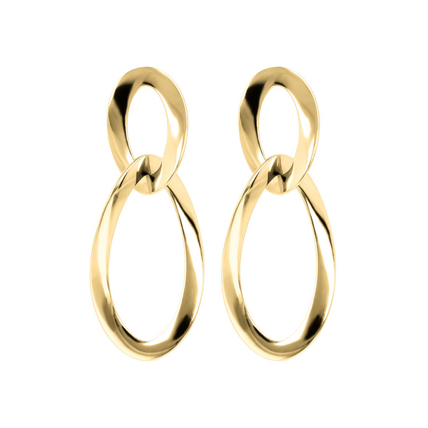 Boucles d'oreilles pendantes dorées à maillons torsadés
