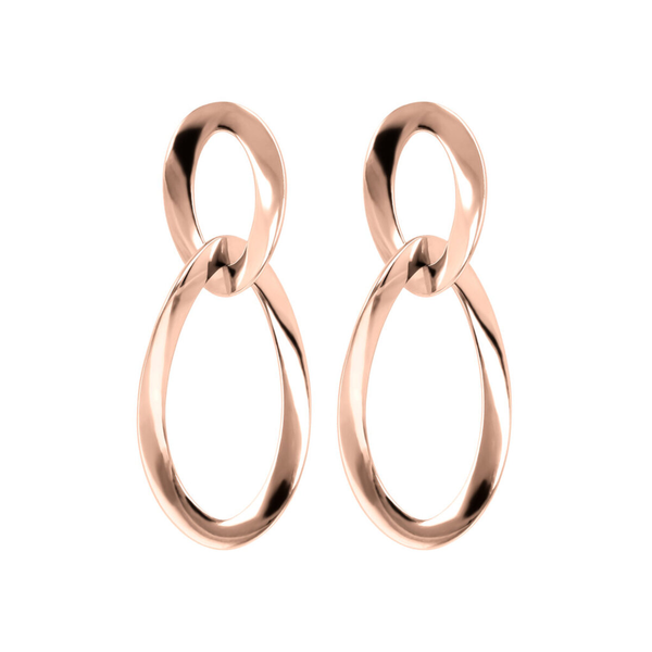 Pendant Earrings with Oval Link with a Sinuous Design