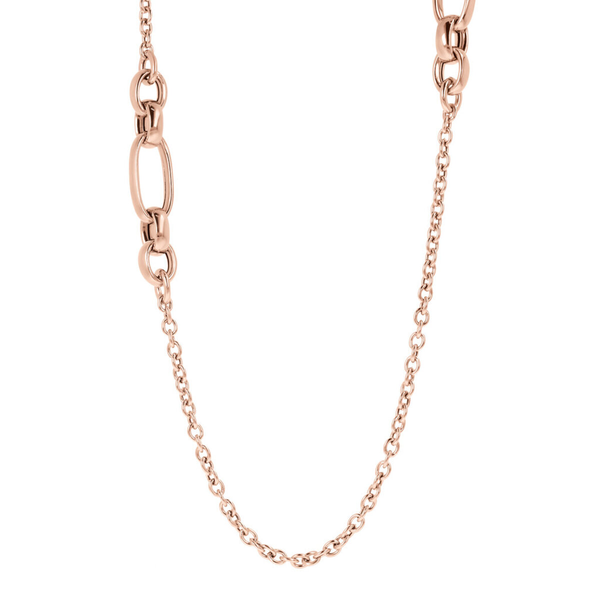 Long and Asymmetric Necklace with Oval Links in Golden Rosé