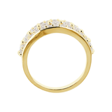 Golden Ring with Triple Pavé in Cubic Zirconia