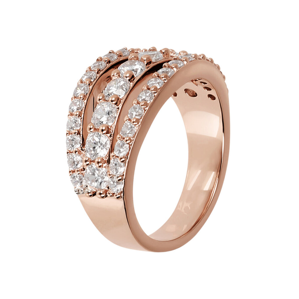 Ring with Triple Pavé in Cubic Zirconia