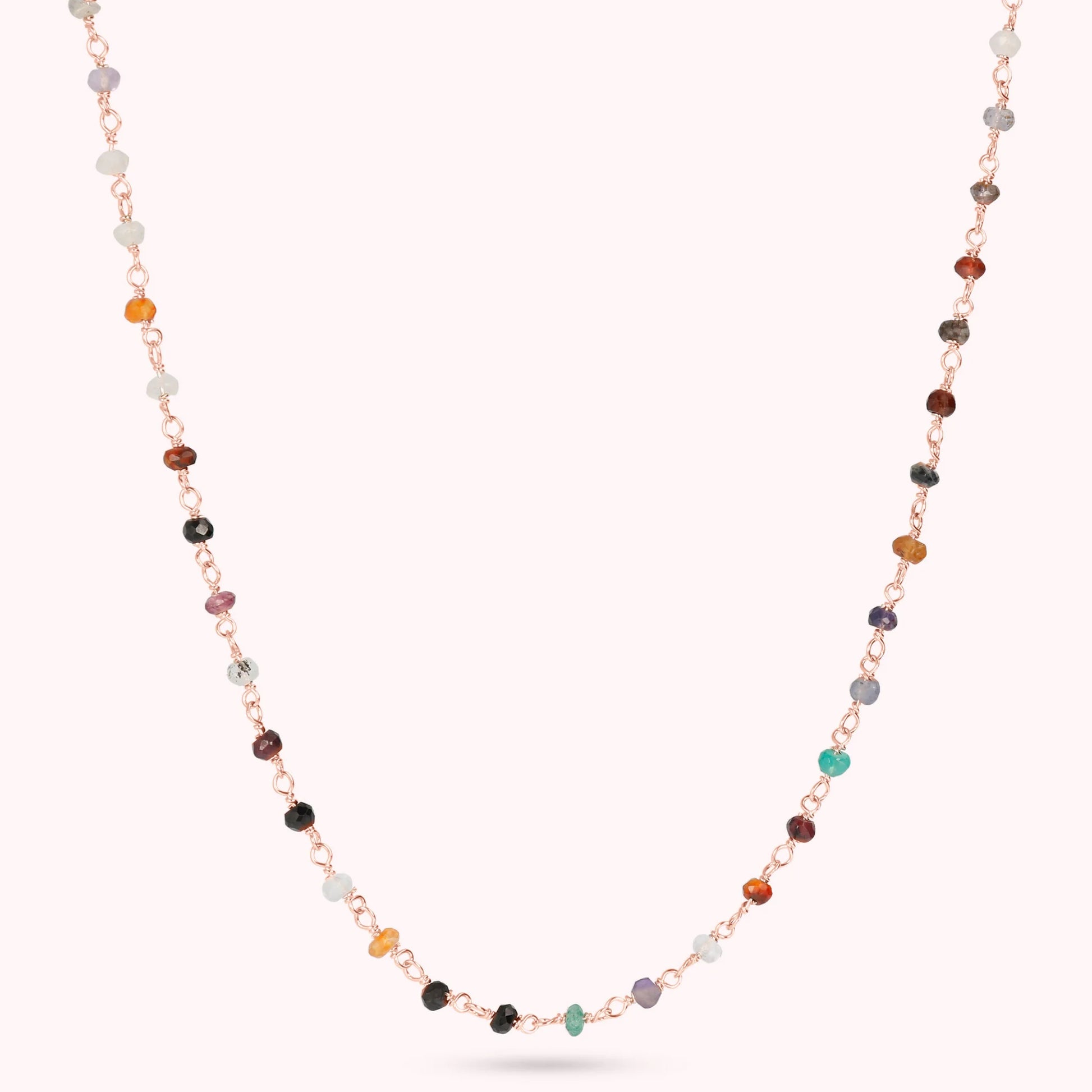 Collier chapelet avec quartz multicolore