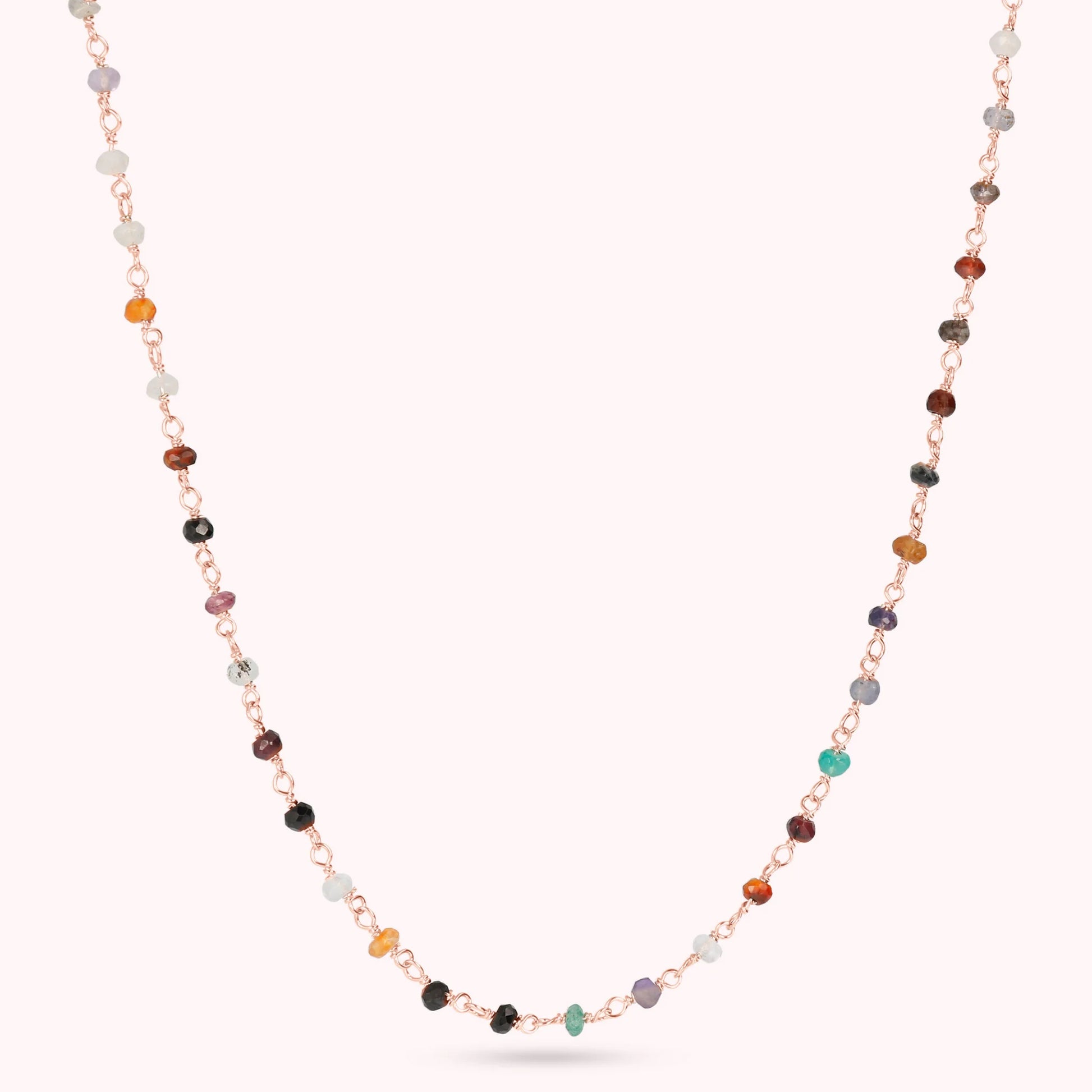Collier chapelet avec quartz multicolore