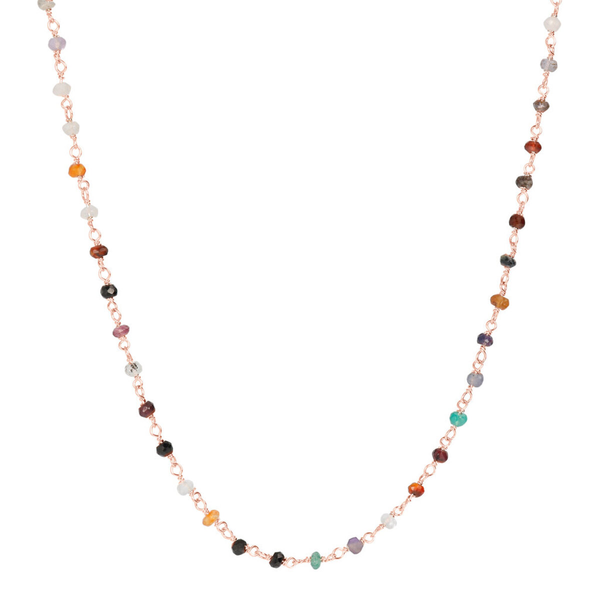 Rosenkranz-Halskette mit mehrfarbigem Quarz