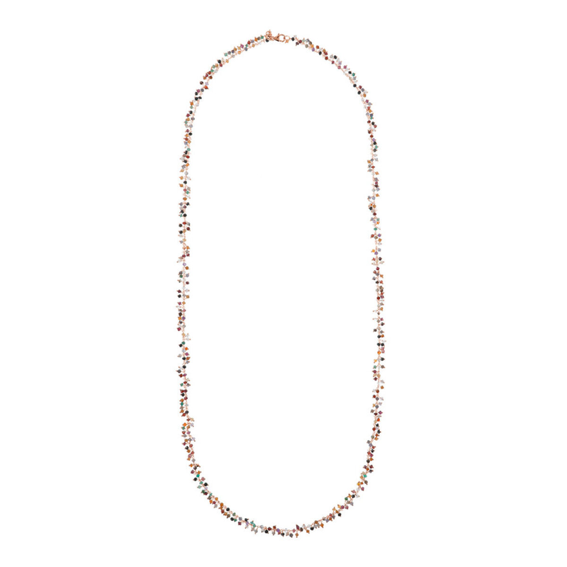 Necklace with Small Multicolored Quartz Pendants