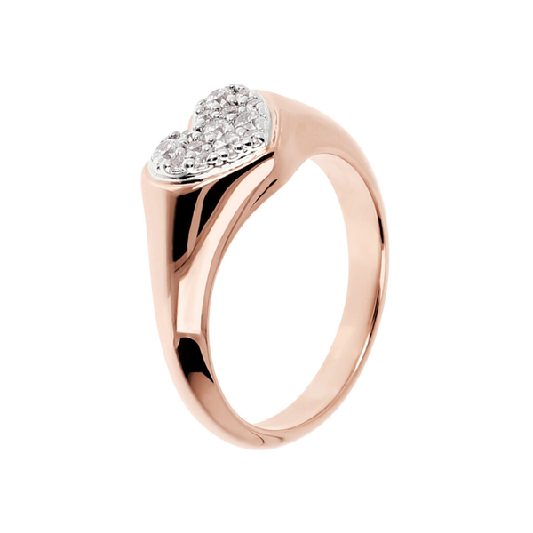 Ring with Pavé Heart in Cubic Zirconia