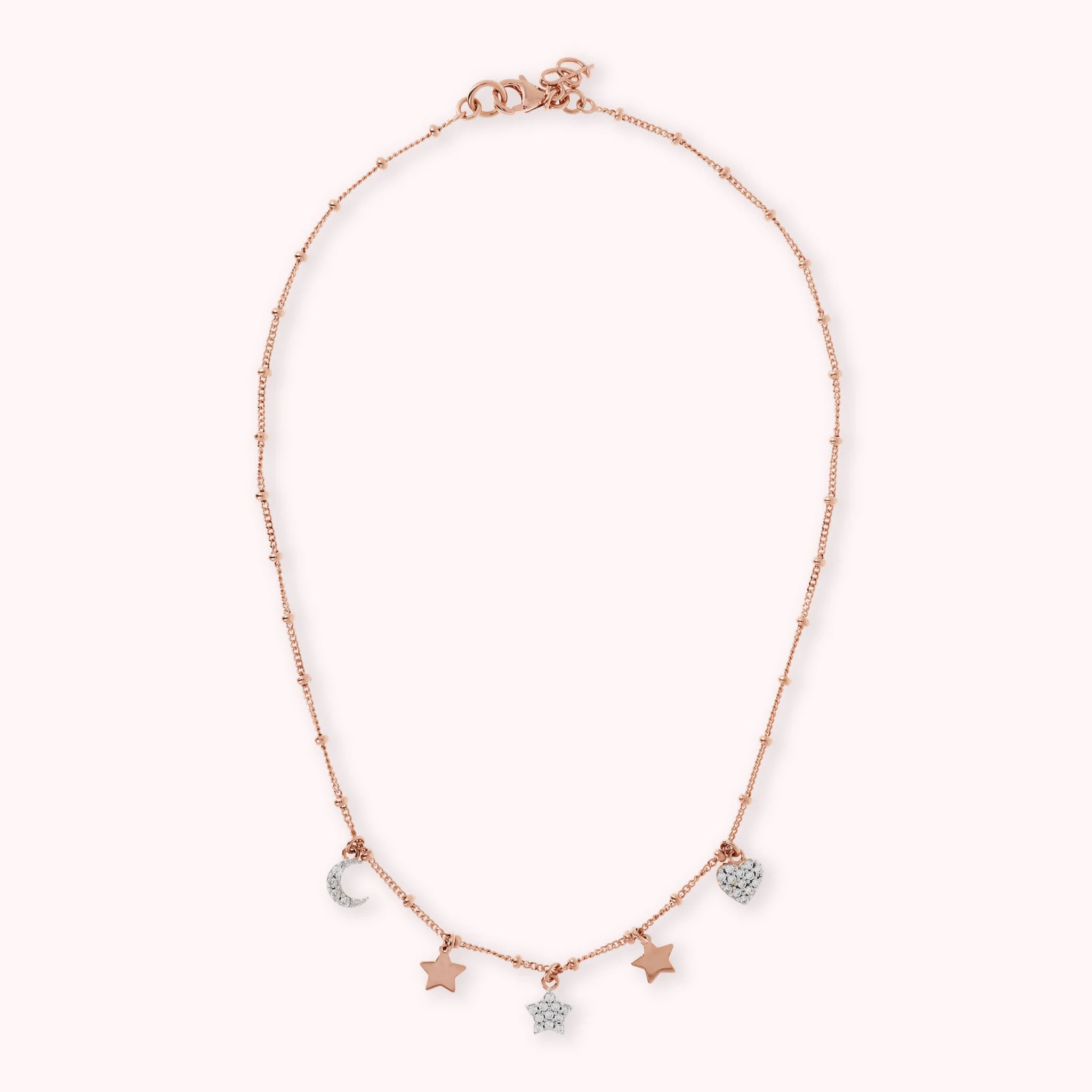 Collana con Charms Golden Rosé e Pavé in Cubic Zirconia