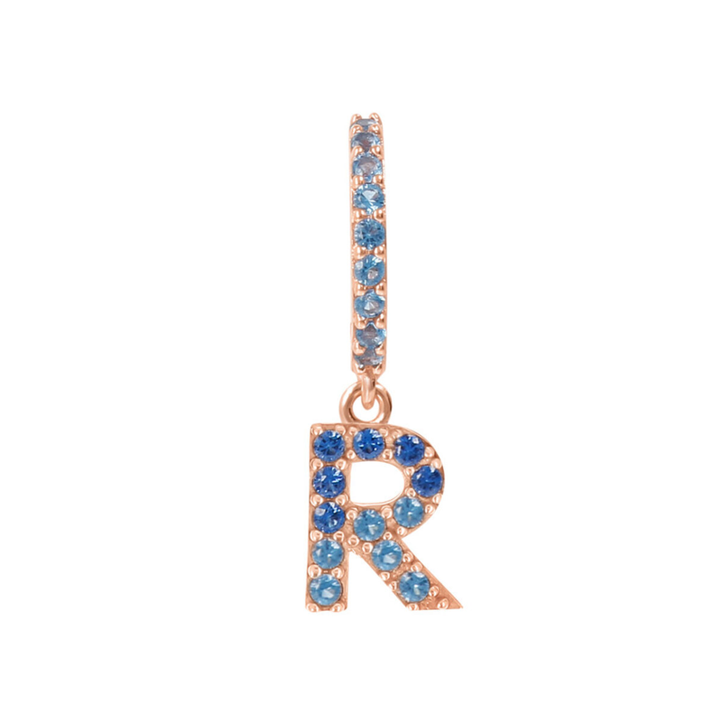 Pendant Earring with Letter in Cubic Zirconia