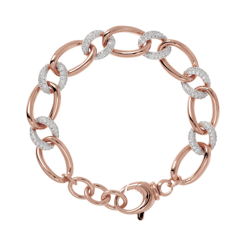 Oval Link Bracelet and Pavé Elements in Cubic Zirconia
