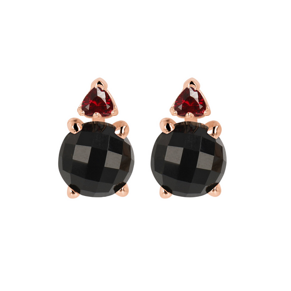 Stud Earrings with Natural Stones and Cubic Zirconia
