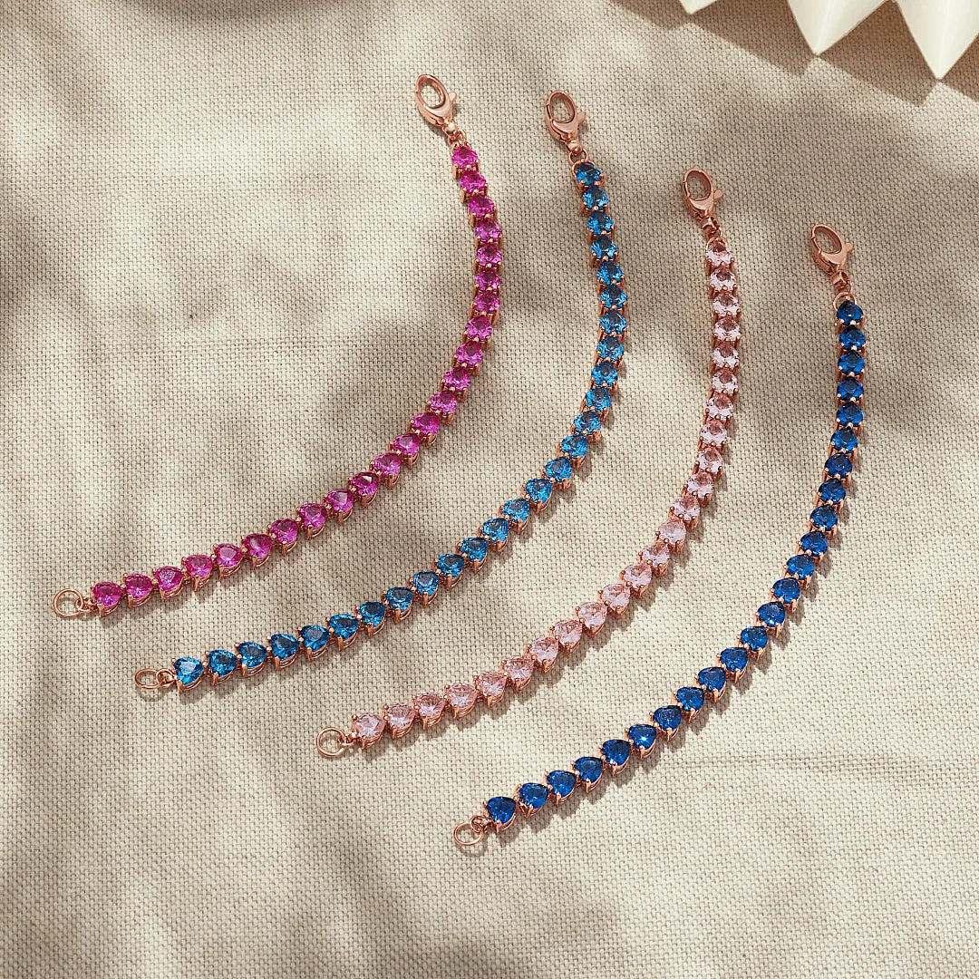 Tennis Bracelet with Cubic Zirconia Hearts