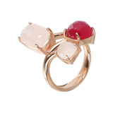 Trilogy Ring with Faceted Natural Stones