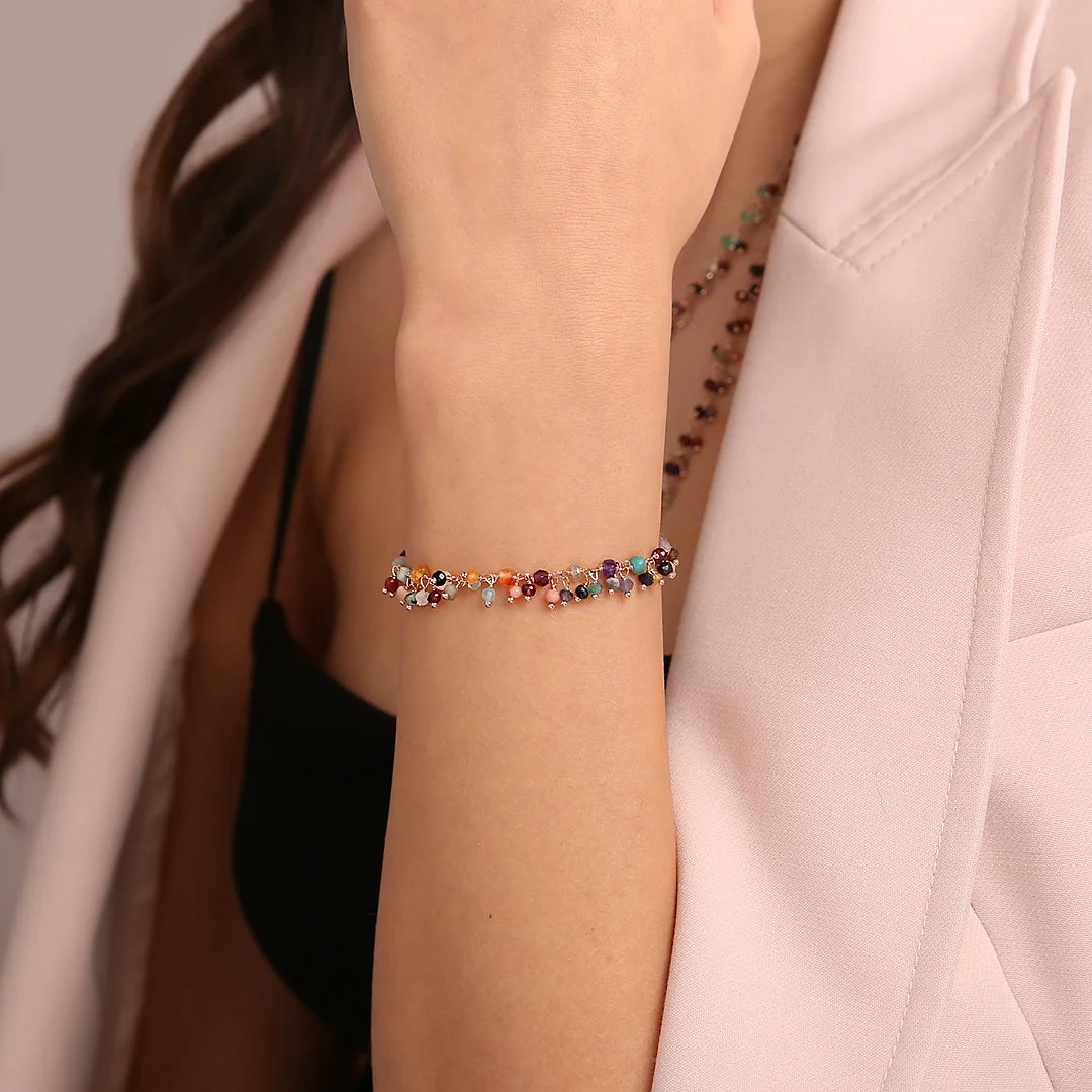 Bracciale con Piccoli Ciondoli in Quarzo Multicolore