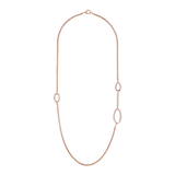 Long Double Rolo Chain Necklace with Pavé Oval Elements in Cubic Zirconia