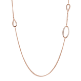 Long Double Rolo Chain Necklace with Pavé Oval Elements in Cubic Zirconia