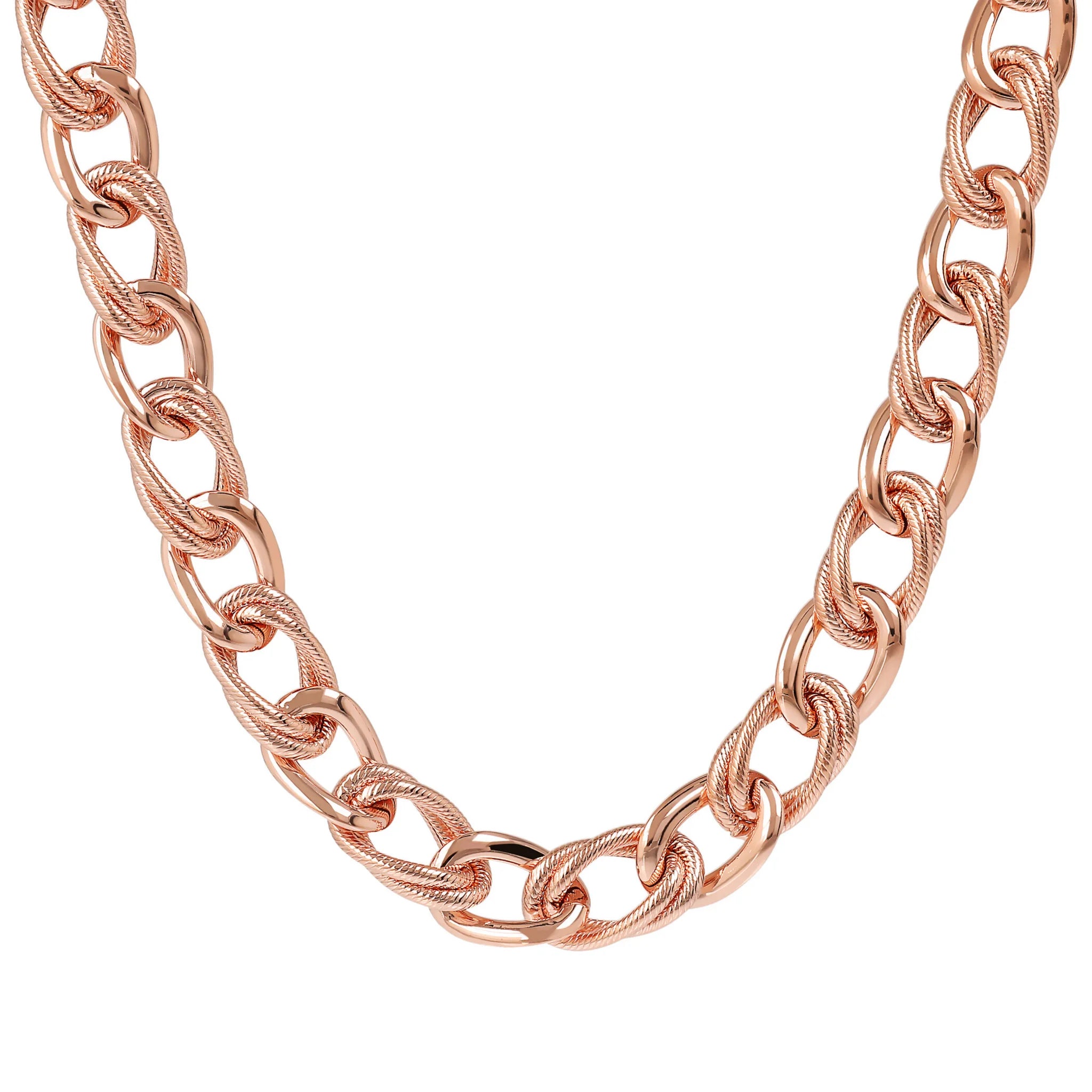 Collana Girocollo Catena Grumetta e Maglia Scanalata