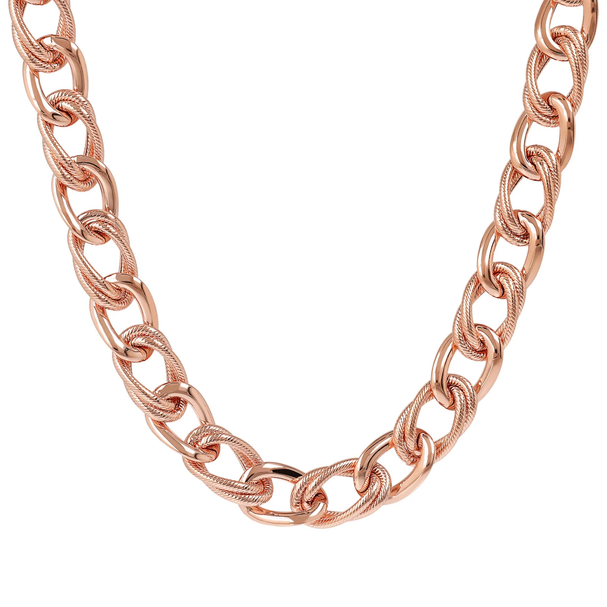 Choker Necklace with Curb Chain and Grooved Links