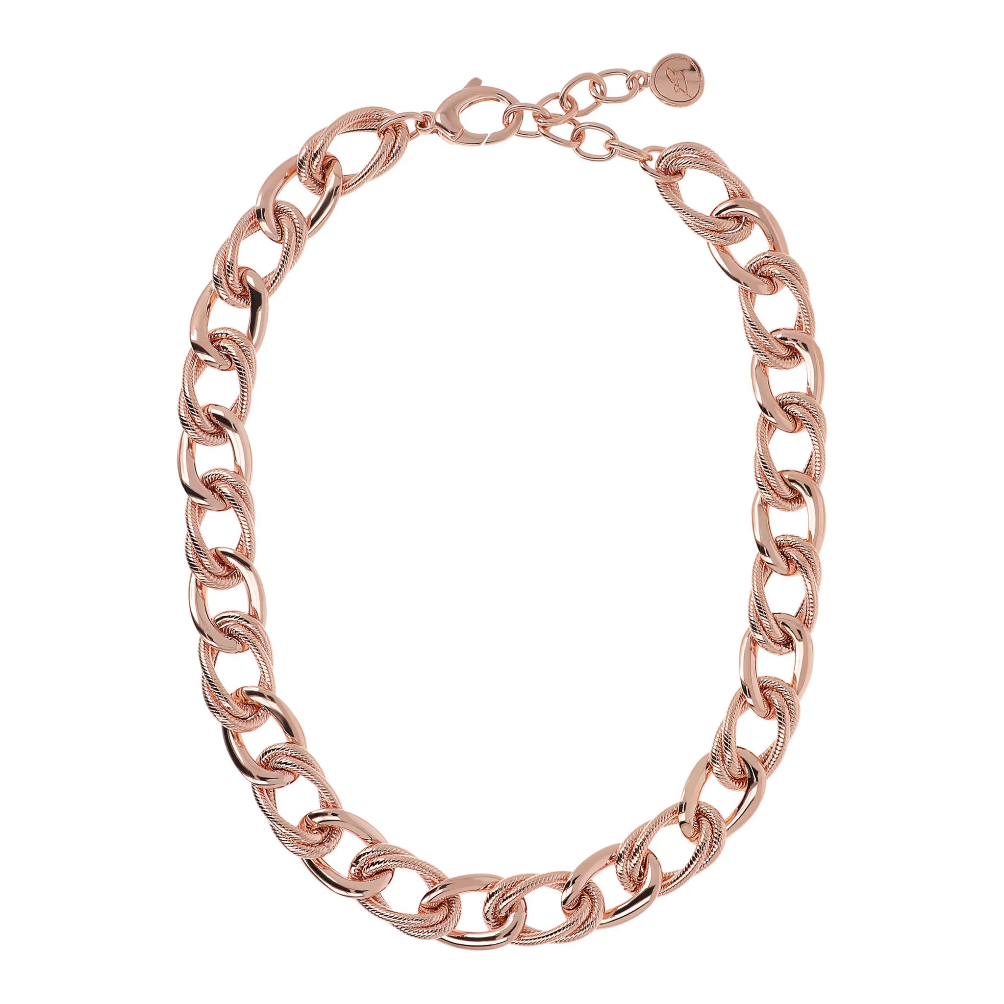 Choker Necklace with Curb Chain and Grooved Links