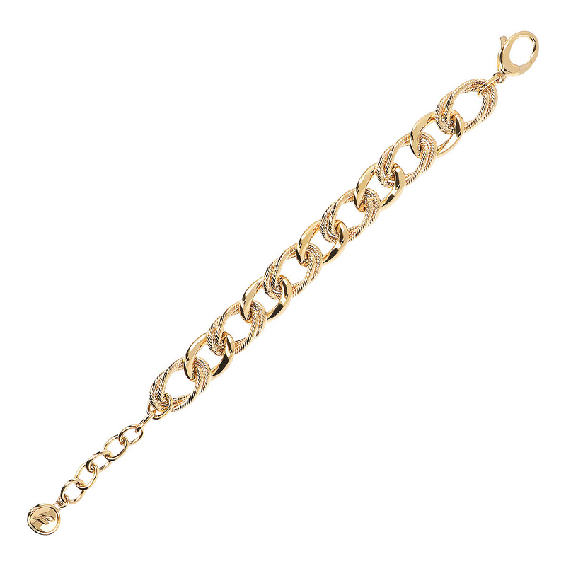 Golden Chain Bracelet with Double Oval Link