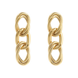 Golden Wire Dangle Earrings with Grooved Chain