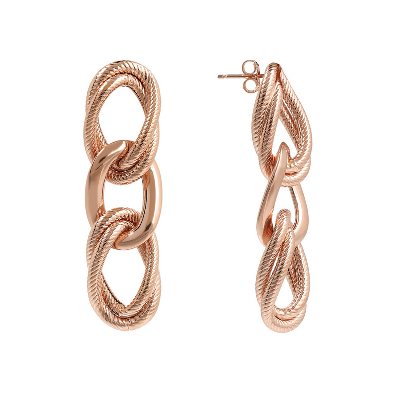 Wire Pendant Earrings with Grooved Curb Chain