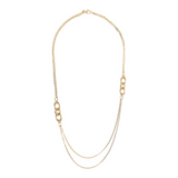 Golden Multistrand Necklace with Rolo Chain and Grumetta Elements