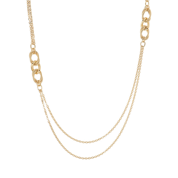 Goldene mehrsträngige Halskette mit Glieder- Elementen 