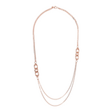 Multi-strand Necklace with Rolo Chain and Grumetta Elements in Golden Rosé
