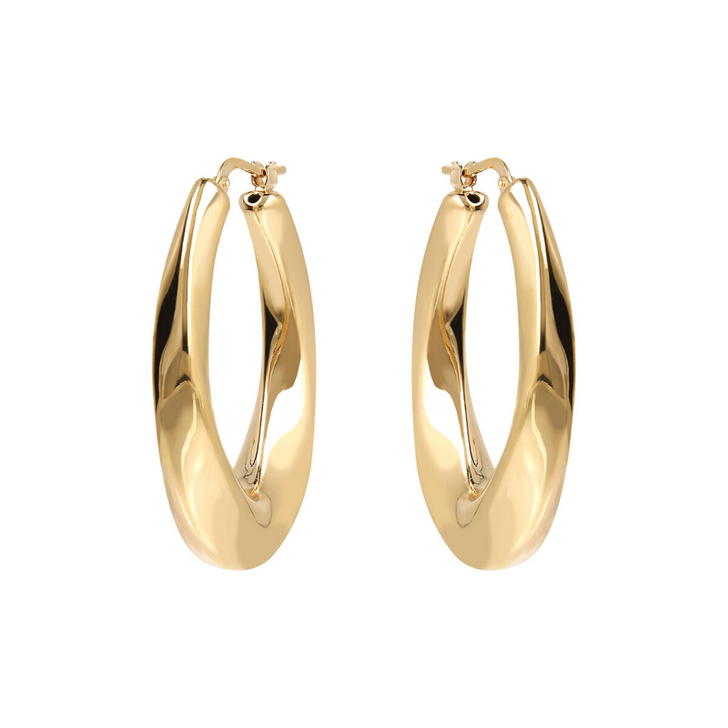 Thick Twisted Golden Hoop Earrings