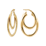 Golden Thin Double Hoop Earrings