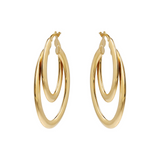 Goldene, dünne Doppelkreis-Ohrringe