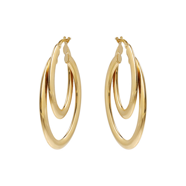 Goldene, dünne Doppelkreis-Ohrringe