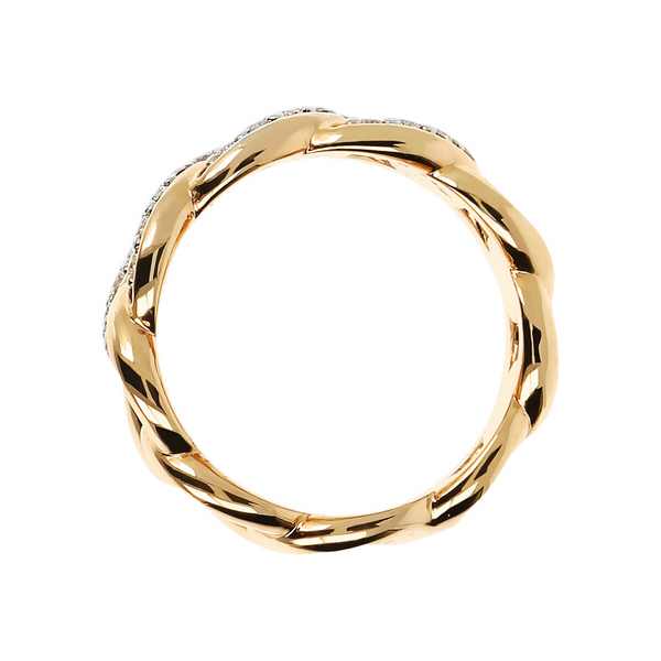 Golden Grumetta Chain Ring with Cubic Zirconia