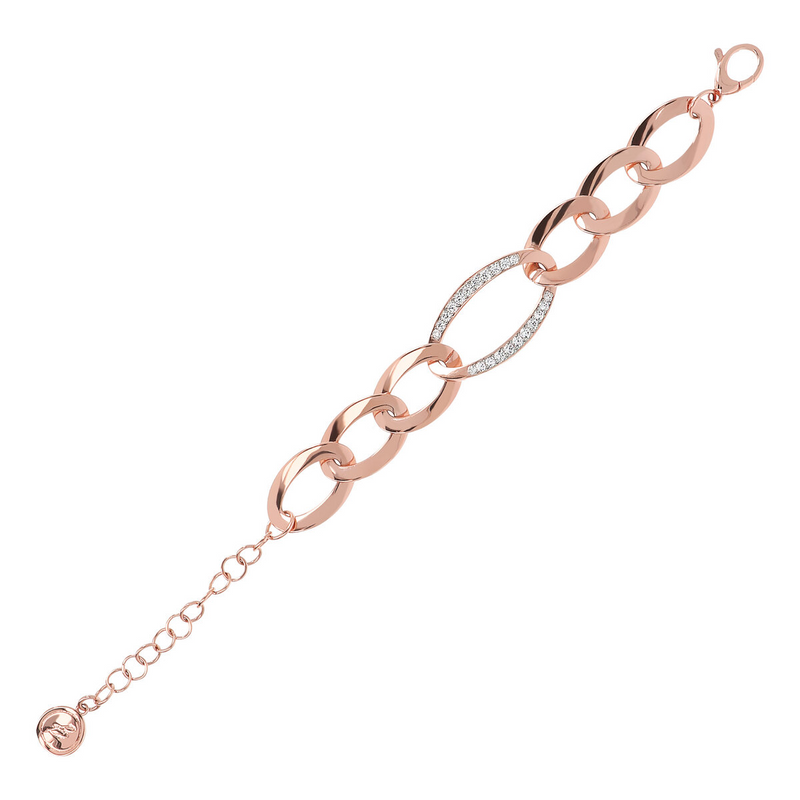 Oval Link Bracelet with Pavé Element in Cubic Zirconia