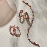 Two-Tone Oval Hoop Earrings with Cubic Zirconia