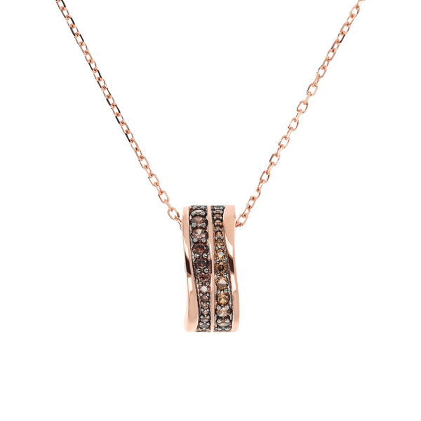 Forzatina Chain Necklace with Cubic Zirconia Double Wave Pendant