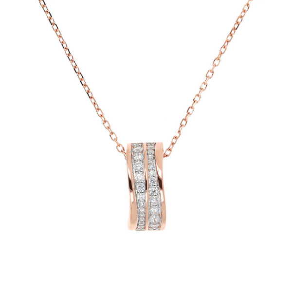 Forzatina Chain Necklace with Cubic Zirconia Double Wave Pendant