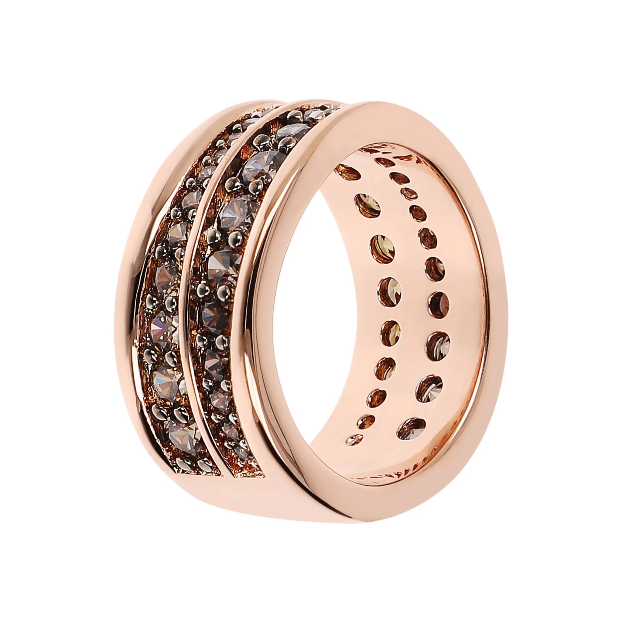 Anello a Fascia con Doppia Onda in Cubic Zirconia