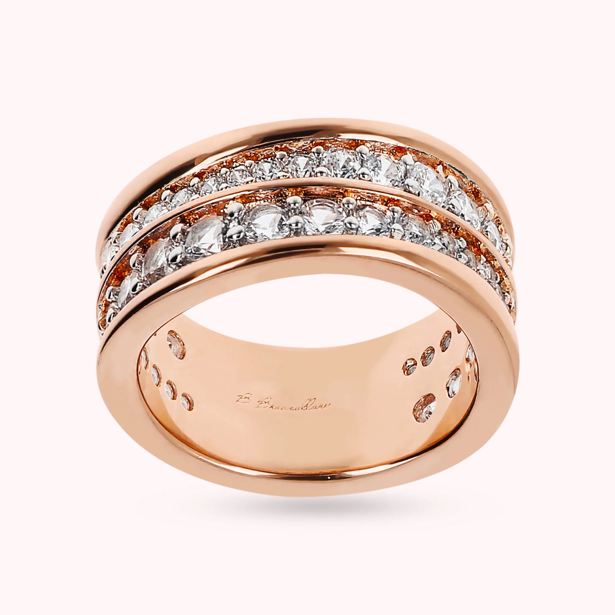 Anello a Fascia con Doppia Onda in Cubic Zirconia