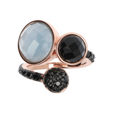 Contrarié Ring with Round Natural Stones and Pavé