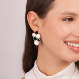 Cluster-Ohrringe aus Perlmutt und Natursteinen